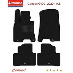 Коврики текстильные Allmone "Комфорт" для Genesis GV70 1 (suv) 2020 - Н. В, черные, 4шт. / Генезис / ворсовые / автоковрики в салон
