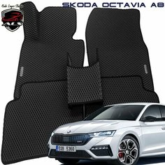 Автомобильные коврики SKODA OCTAVIA A8 EVA PRIME / коврики в салон автомобиля Шкода Октавия А8 черные с черным кантом, ева эва Auto Loyce Studio