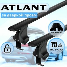 Багажник Атлант за дверной проем GREAT WALL POER KING KONG 4-дв пикап 2020-н. в, черные поперечины типа крыло, 75 кг, 126 см, с замком Atlant