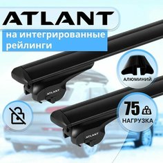 Багажник Атлант на крышу для HYUNDAI Tucson 5-дв внедорожник 2020-н. в. IV, на интегрированные рейлинги, черные поперечины типа крыло, 75 кг, 110 см. Atlant