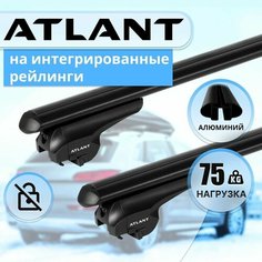 Багажник Атлант на крышу для HYUNDAI Tucson 5-дв внедорожник 2020-н. в. IV, на интегрированные рейлинги, черные поперечины типа аэро, 75 кг, 110 см. Atlant
