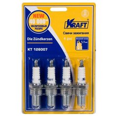 Свечи зажигания для LADA (ВАЗ) 8 клапанов инжектор, KRAFT KT126007 / А17ДВРМ 1.0, 4шт