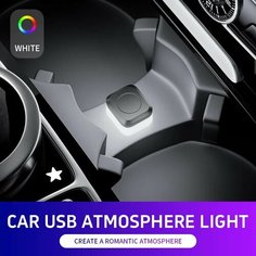 Новый USB автомобильный интерьер, окружающая атмосфера, светодиодные сигнальные огни, лампа для автоматического чтения, украшения, ночные огни, аксессуары для интерьера, White нет