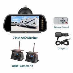 Цифровой беспроводной 7-дюймовый четырехъядерный монитор DVR видеозапись + 2 шт. солнечной панели магнитное основание заднего вида камера заднего вида грузовик, 2cam Vekooto