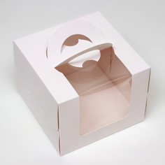 Коробка под бенто-торт с окном, белая, 18×18×14 см Upak Land