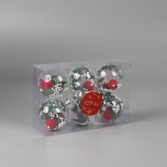Ёлочные игрушки, шары новогодние , пластик, набор d-6 см, 6 шт Зимнее волшебство