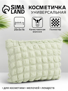 Косметичка на молнии простая, большая, мягкая, зеленая No Brand