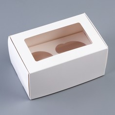Коробка для 2 капкейка с прозрачной крышкой 16×10×8 см Upak Land