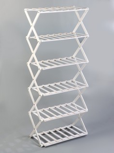 Подставка для цветов greengo, 6 полок, 50×25×110 см, напольная, бамбук, белая