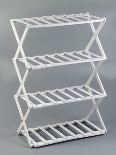 Подставка для цветов greengo, 4 полки, 50×25×68 см, напольная, бамбук, белая