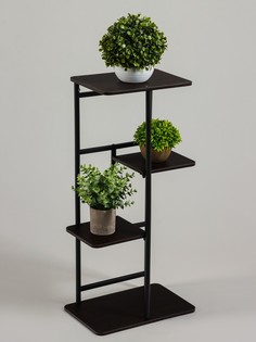 Подставка для цветов greengo, 4 полки, 36×23×74 см, напольная, каркас металл, полки мдф, черная