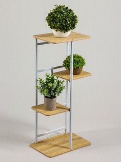 Подставка для цветов greengo, 4 полки, 36×23×74 см, напольная, каркас металл, полки мдф, белая