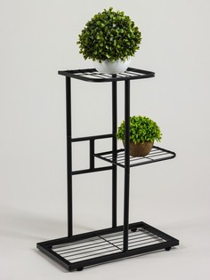 Подставка для цветов greengo, 3 полки, 43×22×57 см, напольная, металл, черная
