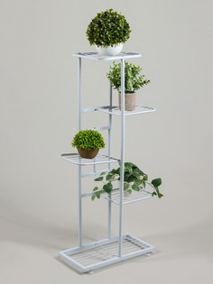 Подставка для цветов greengo, 5 полок, 44×22×95 см, напольная, металл, белая