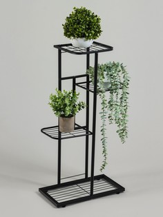 Подставка для цветов greengo, 4 полки, 43×22×82 см, напольная, металл, черная