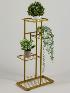 Подставка для цветов greengo, 4 полки, 43×22×82 см, напольная, металл, цвет золотой