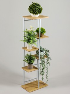 Подставка для цветов greengo, 6 полок, 36×23×106 см, напольная, каркас металл, полки мдф, белая