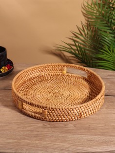 Поднос круглый, 30×5 см, ротанг No Brand