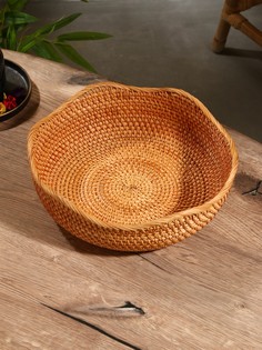 Корзина для фруктов плетеная, 28×28×9 см, ротанг No Brand