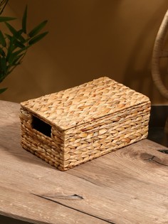 Корзина плетеная, 32×20×14 см (+/- 3 см), водный гиацинт No Brand