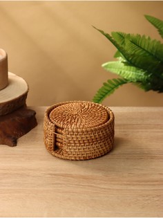 Подставка под горячее, 10 см, набор 6 шт, ротанг No Brand