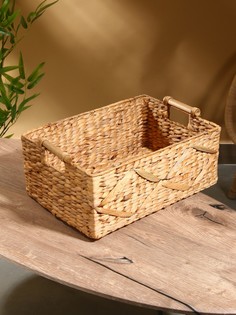 Корзина плетеная, 45×30×20 см, водный гиацинт No Brand