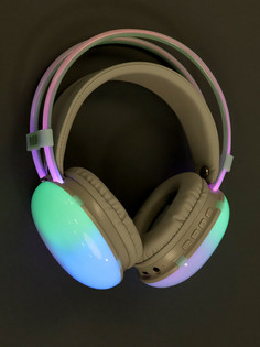 Наушники беспроводные, полноразмерные, mybit w-33, rgb подсветка, bluetooth 5.3, 800 мач, type-c, rgb подсветка, зеленые