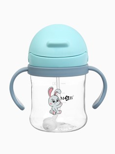 Mum&baby, поильник- непроливайка с трубочкой, зайка, голубой sl-07275c