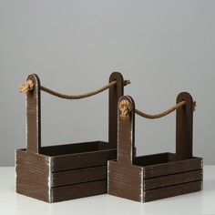 Набор кашпо деревянных 2 в 1 (25.5×15×30; 20×12×23) Дарим красиво