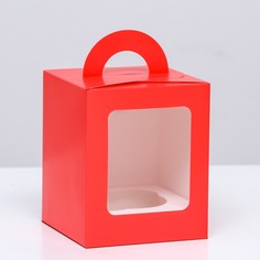 Коробка для 1 капкейка, красная, 9.2×9.2×11.1 см Upak Land