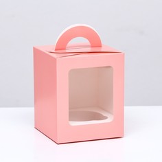 Коробка для 1 капкейка, розовая, 9.2×9.2×11.1 см Upak Land