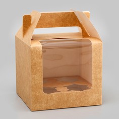 Коробка для 4 капкейков, крафт 16×16×14 см Upak Land