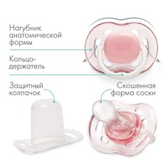 Соска - пустышка силиконовая ортодонтическая m&b, от 6 мес., с колпачком, розовый Mum&Baby
