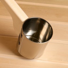 Ковш для бани из нержавеющей стали, 0.5л, 42 см, с ручкой, Добропаровъ