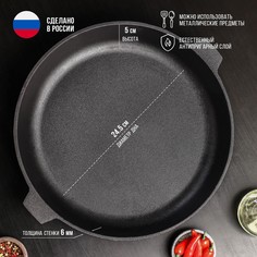 Сковорода литая чугунная magma, d=32 см, h=5 см, с двумя ушками, индукция