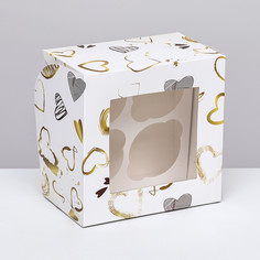 Коробка для 4 капкейков с окном, for you, 16×16×10 см Upak Land