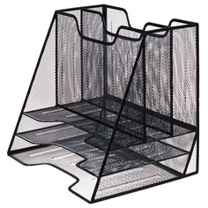 Подставка для бумаг, настольная, 5 отделений, сетка, металл, черный Calligrata
