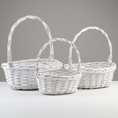 Набор корзин плетеных, 36x28x13/36 см, 31x23x12/31 см, 25x18x10/26 см, 3 шт, ива No Brand