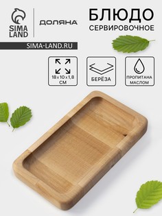 Менажница деревянная прямоугольная доляна, 18×10 см, 1 секция, береза, пропитана маслом
