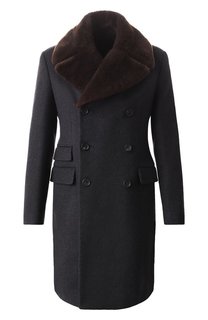 Кашемировое пальто с меховым воротником Prada