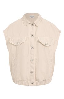 Жилет из хлопка и льна Brunello Cucinelli