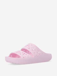 Шлепанцы женские Crocs Classic Floral Cut Out, Розовый