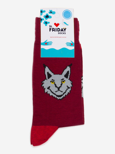 Носки с рисунками St.Friday Socks, Хмурый кот, Красный