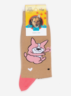 Носки с рисунками St.Friday Socks, Собака с кошкой, Бежевый
