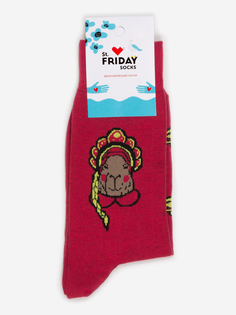 Носки с рисунками St.Friday Socks, Капибара в кокошнике, Красный