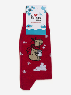 Новогодние носки St.Friday Socks, Капибара с какао, Красный
