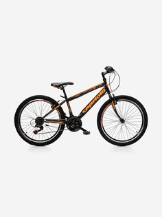 Велосипед CAPRIOLO MTB RAPID (3 X 6), рама сталь 13, колёса 24 (чёрный - оранжевый), Черный