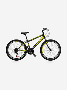 Велосипед CAPRIOLO MTB RAPID (3 X 6), рама сталь 13, колёса 24 (чёрный - жёлтый), Черный