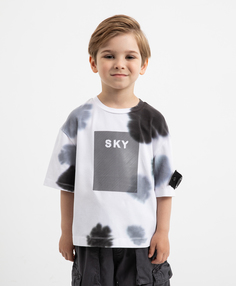 Футболка с крашением тай-дай(tie-dye) белая для мальчика Gulliver