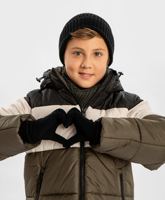 Перчатки вязаные черные детские Button Blue